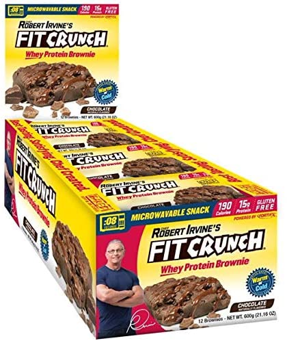 FITCRUNCH Protein Brownies | Designed by Robert Irvine | World’s Best Protein Brownie | 190 Calories, 15g of Protein & Soft Brownie Texture (Chocolate)