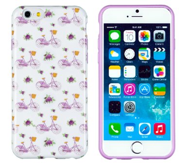 iPhone 6 Case, DandyCase PERFECT PATTERN *No Chip/No Peel* Flexible Slim Case Cover for Apple iPhone 6 (4.7" screen) - LIFETIME WARRANTY [Vintage Floral Bicycle]