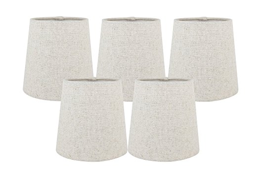 Meriville Set of 5 Natural Linen Clip On Chandelier Lamp Shades, 4-inch by 5-inch by 5-inch
