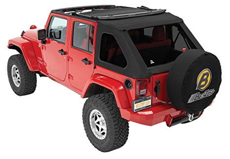 Bestop 56923-17 Black Twill TrekTop NX Complete Fameless Replacement Soft Top with SunriderÂ Sunroof Feature