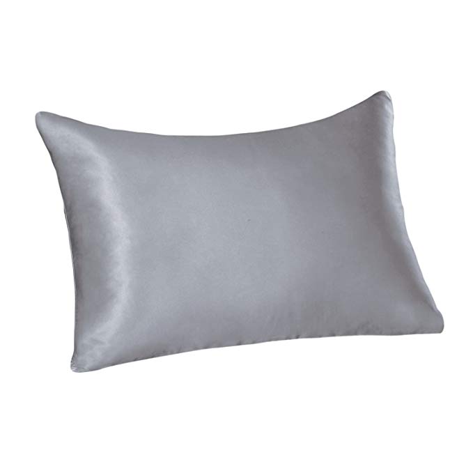 100% Pure Mulberry Luxury Silk Pillowcase,Good for Skin and Hair,Standard,Silver Grey,1pc