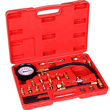 Detool Fuel Pressure Tester Fuel Injection Gas Gasoline Pressure(0-140PSI) Gauge Kit Car Tools for Cars & Truck