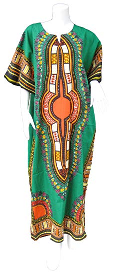 Raan Pah Muang RaanPahMuang Brand Full One Piece Long Afrikan Color Dashiki Sac Dress