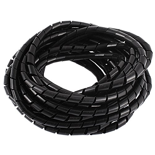 uxcell a15121900ux2022 8M 25ft 8mm Black Wire Spiral Wrap Sleeving Band Tube Cable Protector