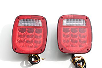 LED Universal Stud-mount Combination Tail Lights Red License Illuminator on Left Truck Trailer RV KL-25104 / 25104L 1 Pair