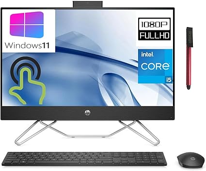 HP 2023 24 23.8" Touchscreen FHD All-in-One Desktop Computer, 12th Gen Intel 10-Core i5-1235U(Beat i7-1195G7), 16GB DDR4 RAM, 1TB PCIe SSD, WiFi 6, BT 5.2, Black, Windows 11, BROAG 64GB Flash Drive