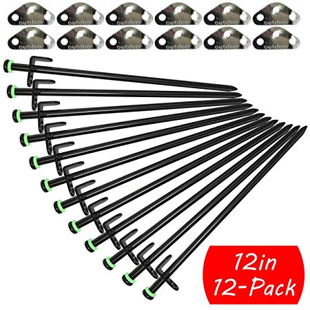 Darkeagle Tent Stakes Heavy Duty, 12-inches and 8-inches Available, Forged Steel Unbent Tent Pegs-Ideal Camping Stakes for Rocky/Hard Places