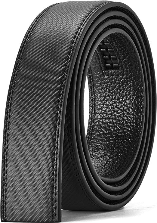 Men's Leather Ratchet Belt Strap Only 35mm 1 3/8”,Leather Belt without Buckle Adjustable