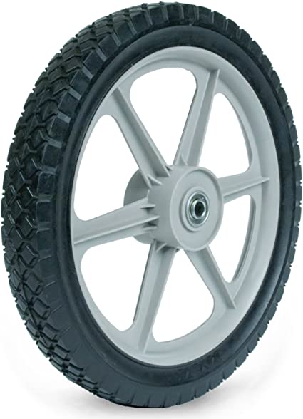 Martin Wheel PLSP14D175 14 by 1.75-Inch Plastic Spoke Semi-Pneumatic Wheel for Lawn Mower, 1/2-Inch Ball Bearing, 2-3/8-Inch Centered Hub, Diamond Tread