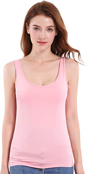 Women Sleeveless Tank Top with Built in Padded Bra