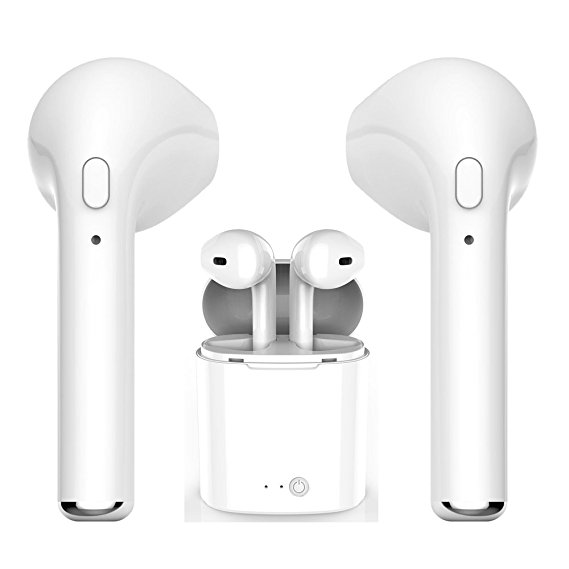 Bluetooth Headset, Wireless Headphones Headphone Headset for iPhone X,8,8plus,7,7 Plus,6s,Samsung Galaxy,iOS,Android Smartphone (White)