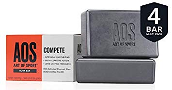 Art of Sport Body Bar Soap (4-Pack), Compete Scent, with Activated Charcoal, Tea Tree Oil, and Shea Butter, 3.75 oz