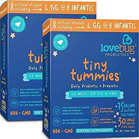 Lovebug Probiotic and Prebiotic for Kids, 15 Billion CFU, Special Formulate for Toddlers 12 Months to 4 Years, Best Children's Probiotics, Contains 1 Gram Fiber, 60