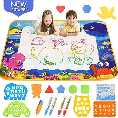 MIXI Aqua Magic Mat, Kids Toys Extra Large Doodle Mat Painting Board, Water Drawing Mat for Toddlers with Doodle Pen, Educational Toys for Age 1 2 3 4 5 6 7 8 9 10 Year Old Girls Boys Age Toddler Gift