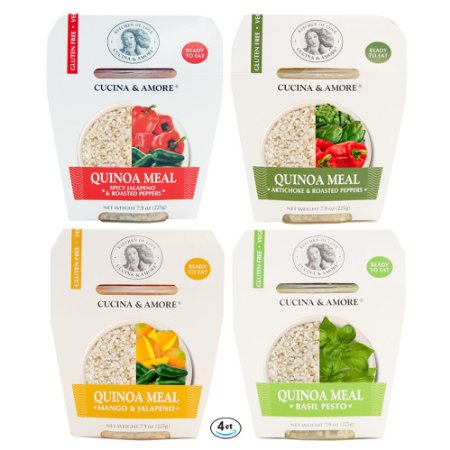 Assortit Superfood Quinoa Meal Pack, Variety Flavors Healthy Ready To Eat Gluten Free, 7.9 Ounce, 4 Count, Preservative Free, Non GMO, Microwaveable Container, Kosher, Vegan, Gluten Free