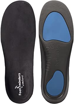 Footminders Comfort Orthotic Arch Support Insoles for Sport Shoes and Work Boots (Pair) (Large: Men 9½ -11 Women 10½ - 12) - Relieve Foot Pain Due to Flat Feet and Plantar Fasciitis