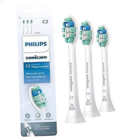 HX9023/65 Genuine C2 Optimal Plaque Control Toothbrush Head, 3 Pack, White 3 Pack