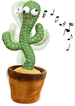 Tiktok Dancing Cactus Plush Toy Funny Electronic Repeat Singing Dancing Cactus Education Toys Home Decorations for Kids Adults (TypeA/120 Songs)