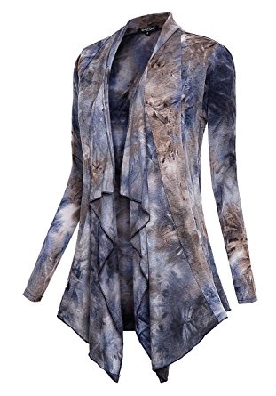 Urban CoCo Women's Drape Front Open Cardigan Long Sleeve Irregular Hem