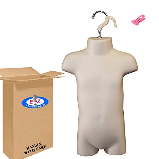 Infant Mannequin Torso Dress Form - Hollow Back Style for 9mo - 12mo Boys or Girls Clothing Size - Great for Baby Clothes Sellers or Display at Trade Shows Art or Photography - Flesh