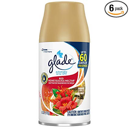 Glade Automatic Spray Refill Red Honeysuckle Nectar, Fits in Holder For Up to 60 Days of Freshness, 6.2 oz, 6 Refills