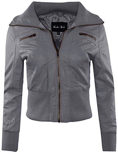 Ladies' Code Women's Zip Up Cropped Biker Faux Leather Jacket