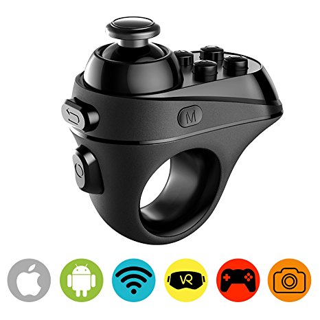 ElementDigital VR Remote Controller Bluetooth 4.0 - Rechargable Game Joystick for 3D VR Headset / Mini Wireless Gamepad with Micro USB Charging Port & LED Indicator for iPhone iOS & Android Phones