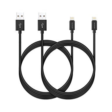 iPhone Cables RAVPower [2 pack] 6ft 1.8m Apple MFi Certified Lightning to USB Cable for iPhone 7 Plus/ iPhone 7/iPhone 6/ 6S/ 6 Plus/iPad Mini -Black