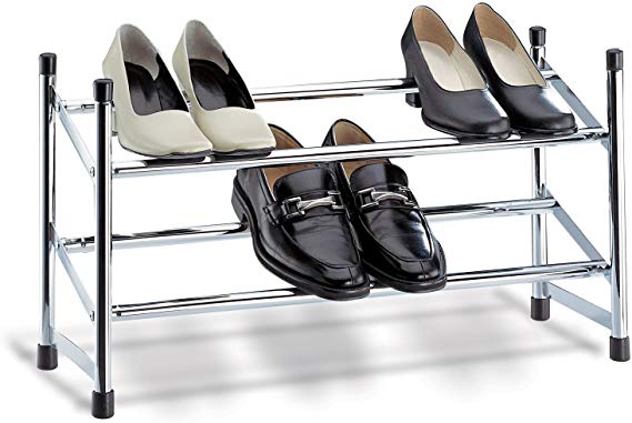 Organize It All Expandable Chrome 2 Tier Shoe Storage Rack