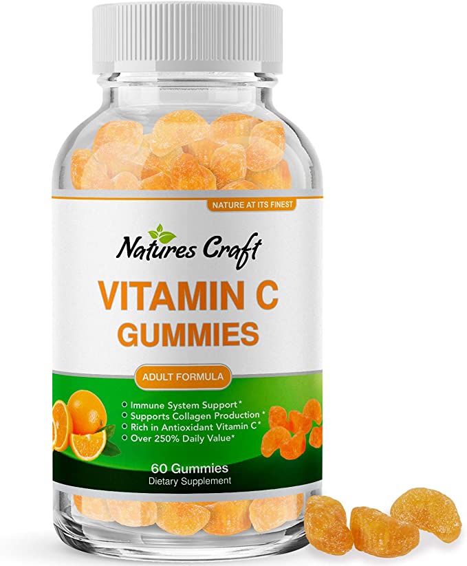 Chewable Vitamin C Gummies for Adults - Vitamin C Immune Support Gummies - Ascorbic Acid Natural Vitamin C Gummy Immune Booster for Adults and Natural Cold Remedy Gummy Vitamin C Vitamins (250mg)