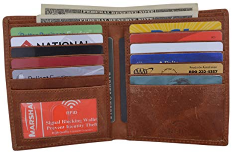 RFID Blocking Bifold Hipster Credit Card Wallet Premium Lambskin Leather