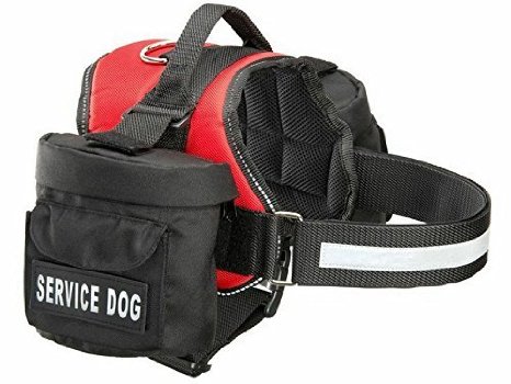 Service Dog Harness with Removable Saddle Bag Dogs Backpack Harness Pack Carrier Traveling Carrying Bag. 2 removable Velcro patches. Please measure dog before ordering. Made by Doggie Stylz