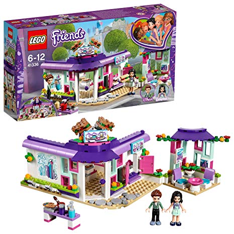 LEGO 41336 Friends Heartlake Emma’s Art Café Playset, Emma and Pranksy Mini Dolls, Build and Play Fun Toys for Kids