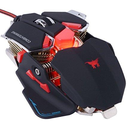 Gaming mouse,Combaterwing 4800 DPI Adjustable Optical USB Wired Professional Gaming Mouse with 10 Buttons Programmable,User-defined RGB Breathing LED light Mice for large electronical games by SENHAI