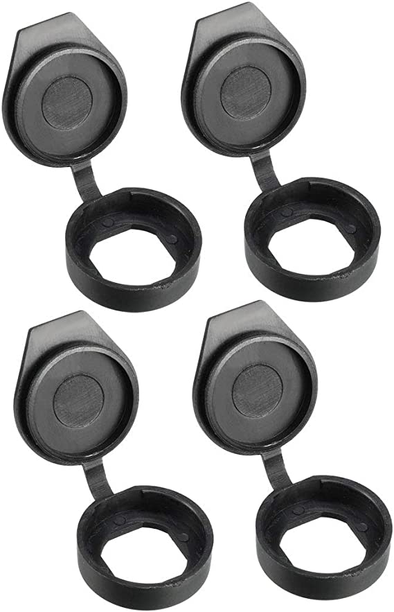 uxcell 4pcs Hard Plastic Dust Cover Square Hole Waterproof Caps Oval Hole Black Fit for 22mm Dia Cam Lock