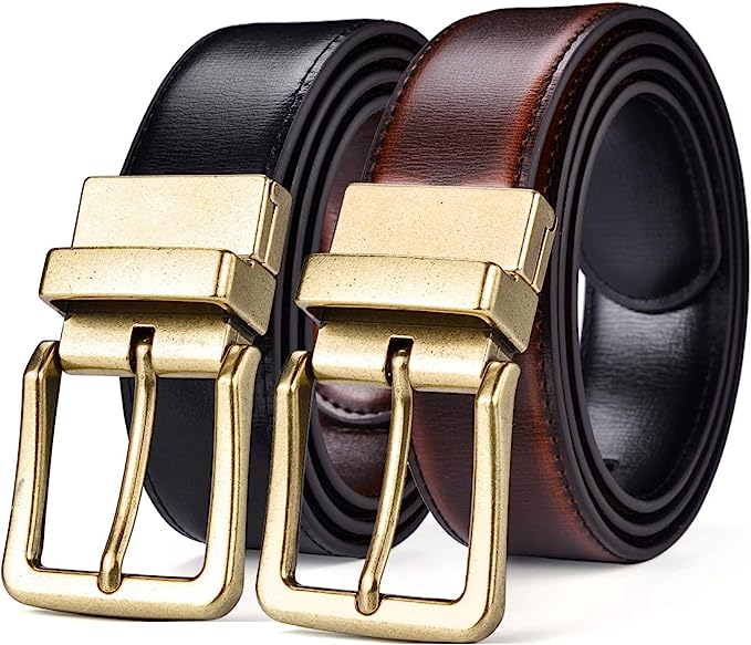 Beltox Men’s Belts Reversible Leather 1.25” Wide 1 for 2 Male Casual Strap