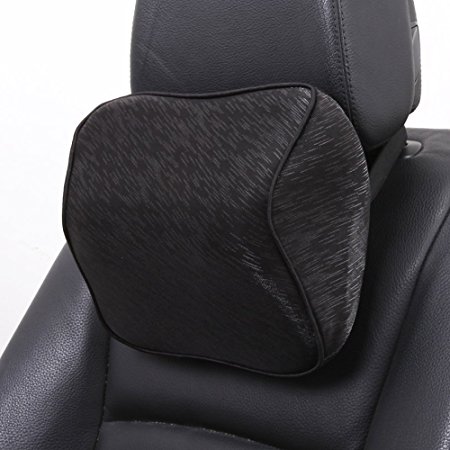 HaloVa Car Neck Pillow Premium Memory Foam Car headrest, Universal Car Seat Head Pillow With Adjustable Elastic Strap for Car, Travel, Office, Home, Black