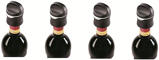 Metrokane Velvet Champagne and Wine Sealer, Set of 4