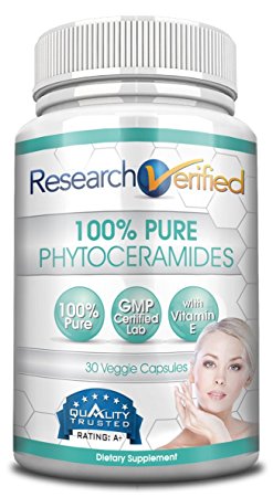 Research Verified 100% Pure Phytoceramides - 30 Capsules - 1 Month Supply - 100% Pure Wheat Extract Oil - With Vitamin E- #1 Wrinkles Fighter - 350mg - 365 Day 100% Money Back Gurantee!