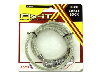 bulk buys OB581 Bike Combination Cable Lock, Silver