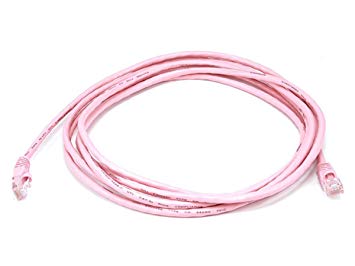 Monoprice Cat5e Ethernet Patch Cable - Network Internet Cord - RJ45, Stranded, 350Mhz, UTP, Pure Bare Copper Wire, 24AWG, 10ft, Pink