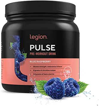 Legion Pulse Pre Workout Supplement - All Natural Nitric Oxide Preworkout Drink to Boost Energy & Endurance. Creatine Free, Naturally Sweetened & Flavored, Safe & Healthy. 21 Servings. (Blue Raspberry)