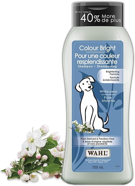 Wahl Canada Dog Puppy Colour Bright Shampoo, Plant Derived Shampoo in White Pear Help Whites to Look Whiter and Colours to Look Brighter, Paraben-Free, 700ml, model 58324