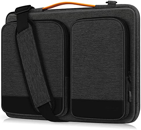 Alfheim 14 inch Laptop Sleeve Briefcase, Waterproof Shock-Resistant Lightweight Shoulder Bag, 360° Protective Notebook Case Compatible with 15 inch New MacBook Pro USB-C A1990 A1707 (Darkgrey)