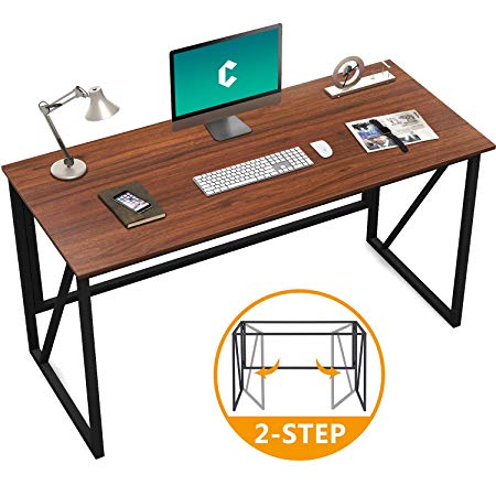 Cubiker Writing Computer Desk 47" Modern Simple Study Desk Folding Laptop Table for Home Office Desk, Easy Assembly Espresso