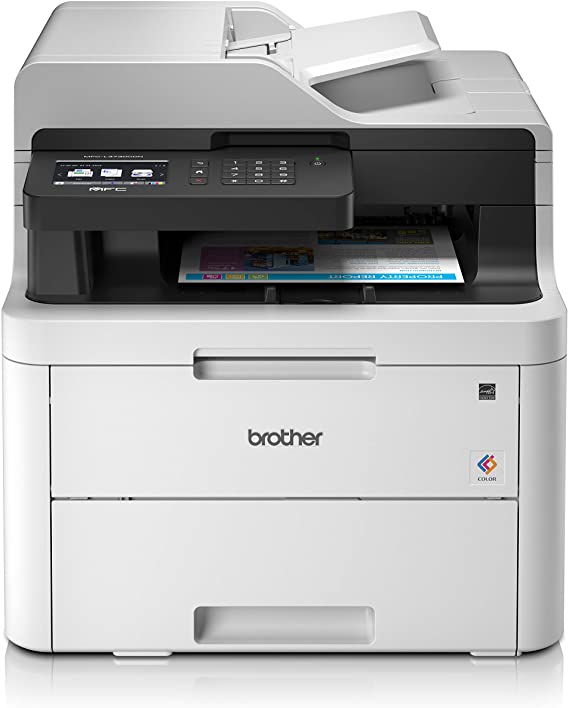 Brother MFC-L3730CDN Colour Laser Printer - All-in-One, USB 2.0/Network, Printer/Scanner/Copier/Fax Machine, 2 Sided Printing, A4 Printer, Small Office/Home Office Printer