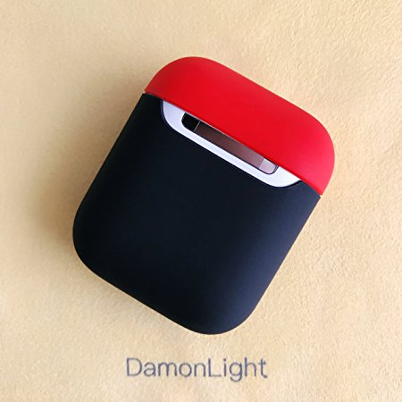 Damon Protective Podskin Airpods Case Shock Proof Soft Skin for Airpods Charging Case (Black/Red)
