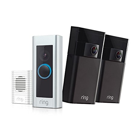 Ring Home Security Kit with Ring Doorbell Pro, 2 Ring Stick Up Cams, and Ring Chime