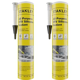 Stanley All Purpose RTV Silicone Sealant - Window and Door Caulk,0 Silicone Waterproof and Flexible Sealar for Kitchen & Bathroom, Cartridge, 10.1 fl. oz. Translucent, 2 Pack