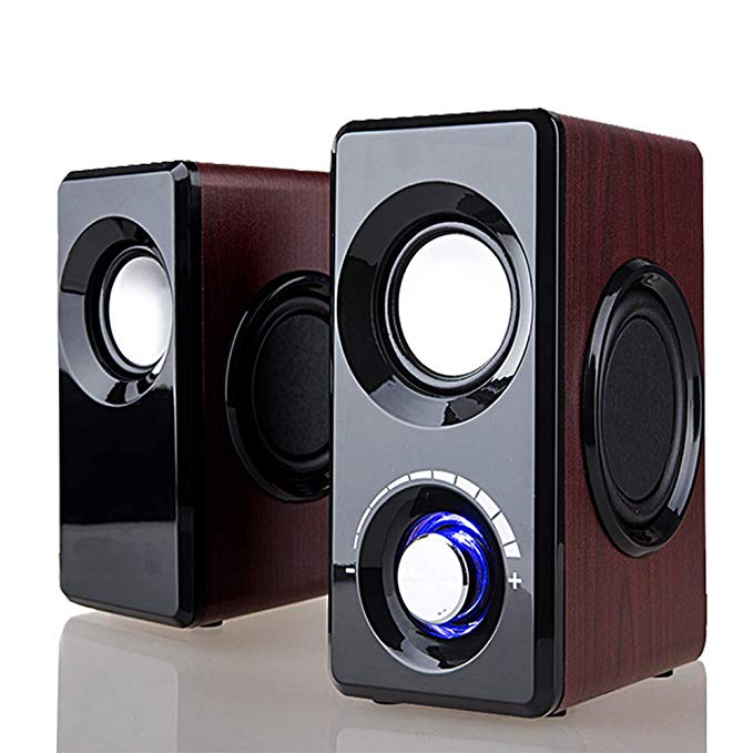 BASSBOX PC Speakers With bass,Wooden Speaker,USB Powered,Built-in Four Loudspeaker Diaphragm for PC/Laptops/desktop/TV/Phone/Ipad/PS4/Xbox one/Nintendo Switch